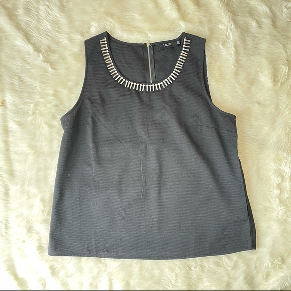 Rhinestone Collar Black Tank Top - Picture 3 of 7